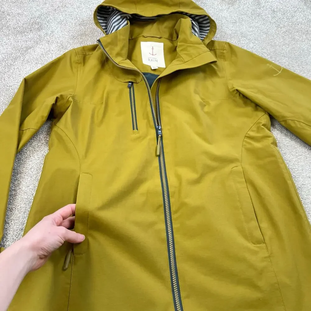 Seasalt Cornwall RAIN Coverack Waterproof Yellow Green Pear Rain Coat Jacket (8) - Picture 8 of 16